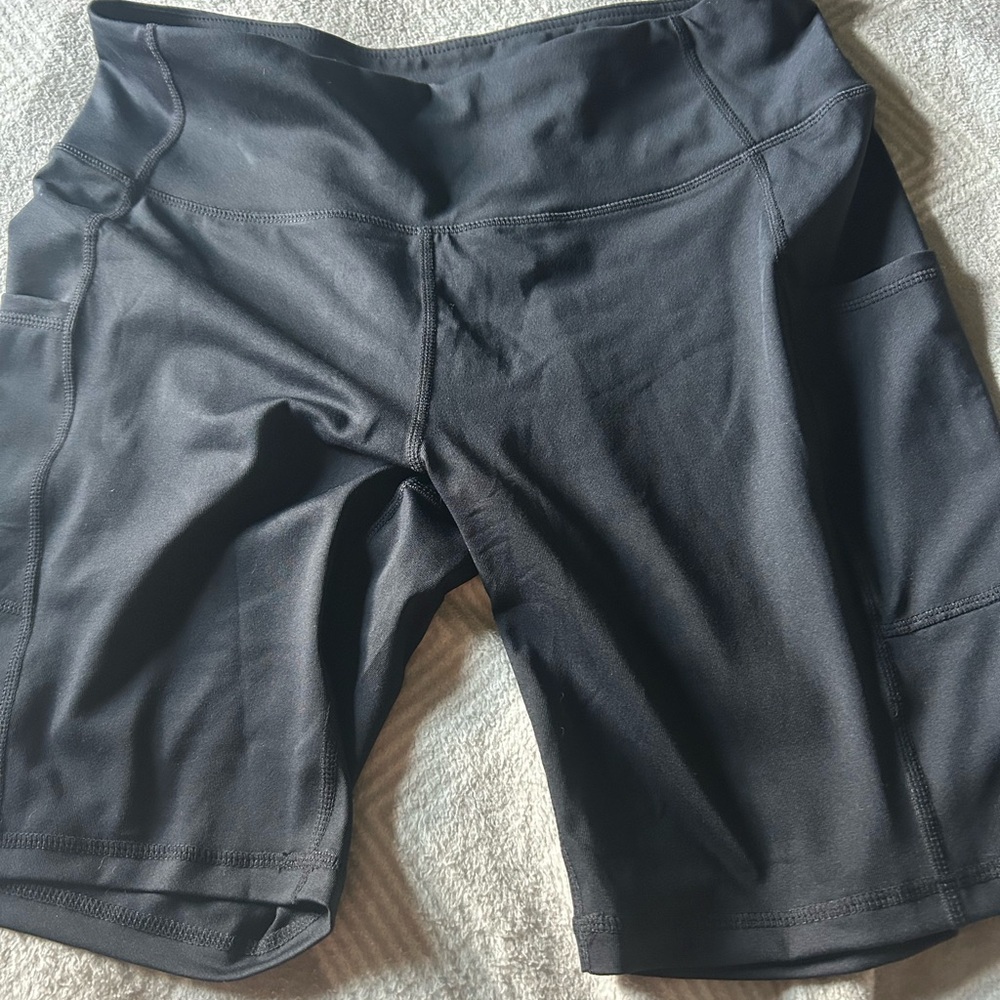 Baleaf Black Bike Shorts with Wide Waistband and Moisture-Wicking Fabric